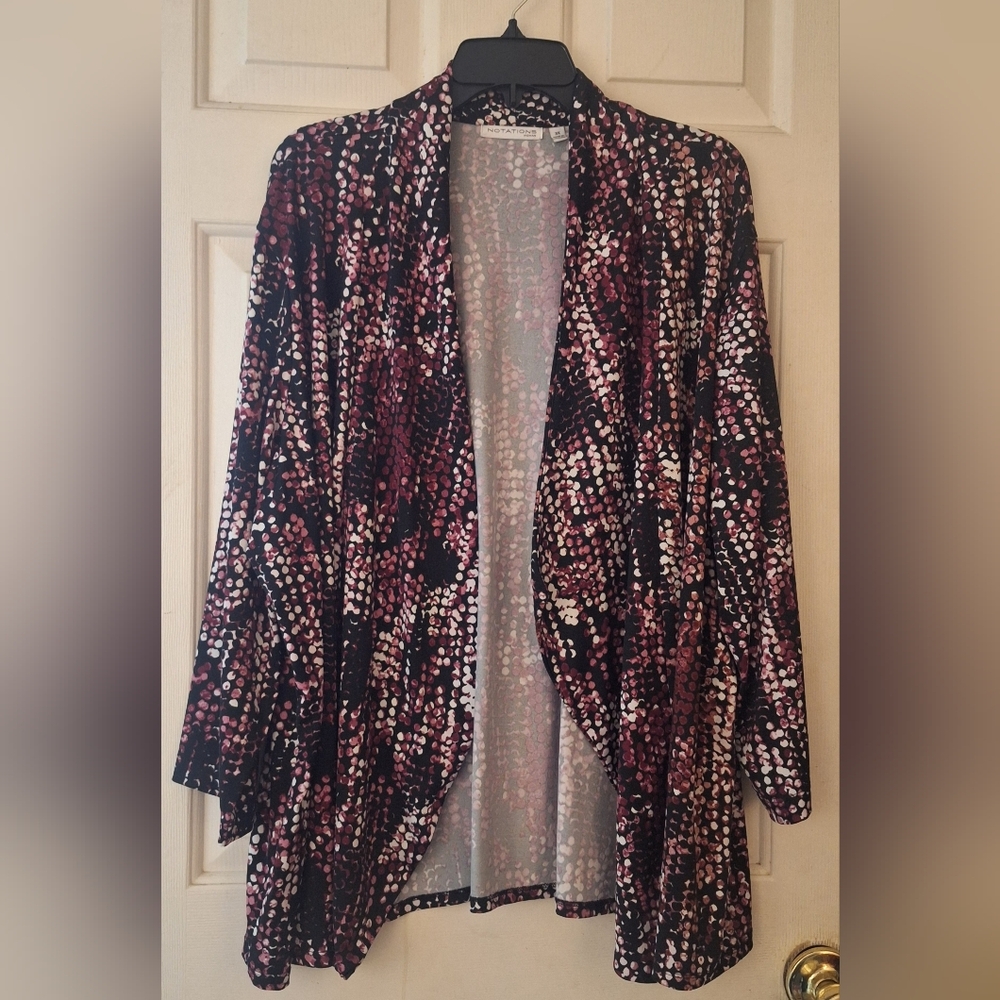 Notations Woman Multicolor Dot Cardigan Size 3X